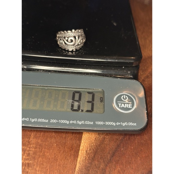 Scroll open work thick domed sterling silver ring band size 7.5 - Picture 7 of 7